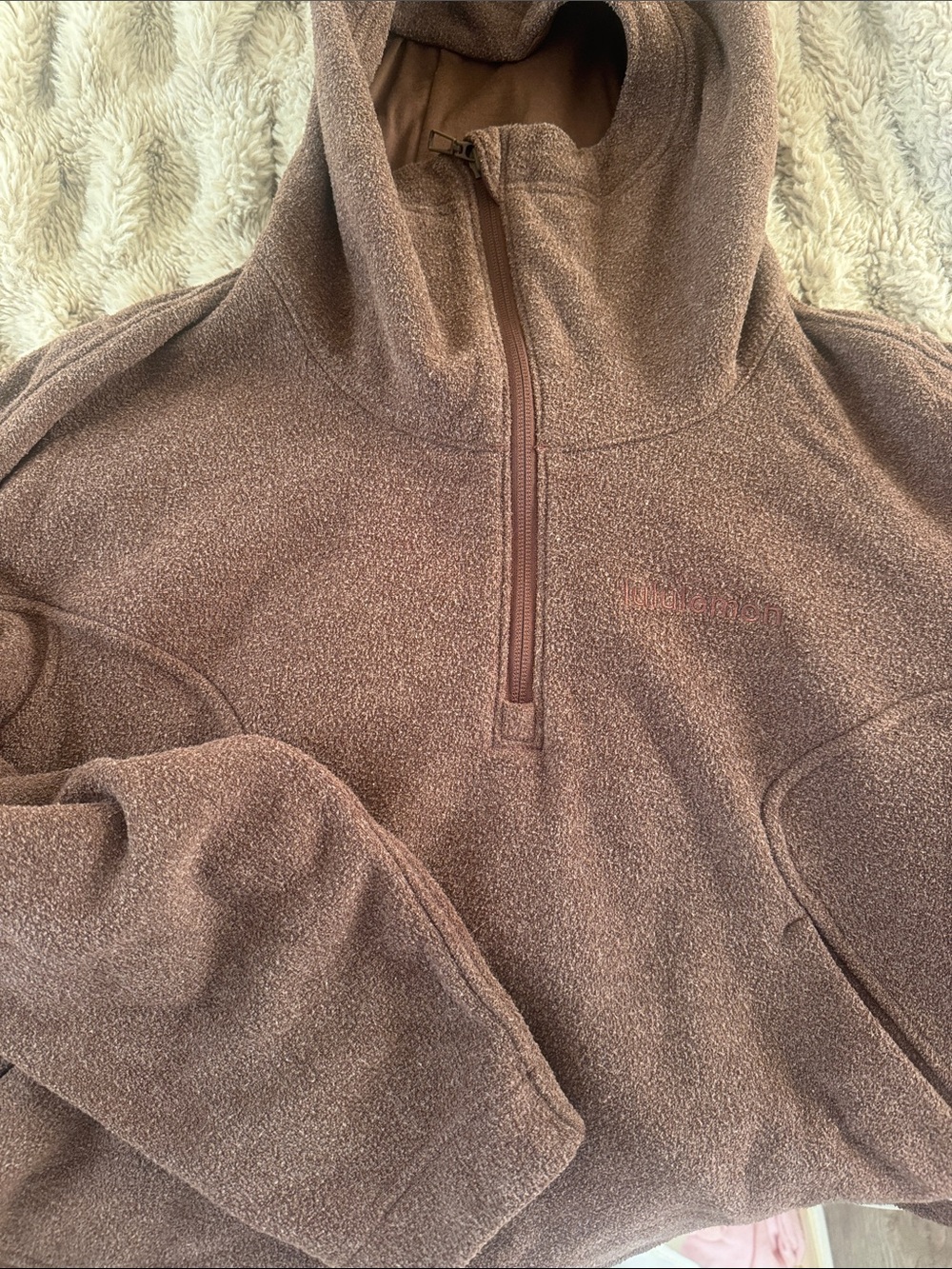 lululemon athletica Brown Half-Zip Hooded Pullover